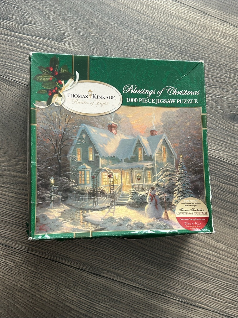 Thomas Kinkade Holiday Cottage Puzzle - Green and White Packaging